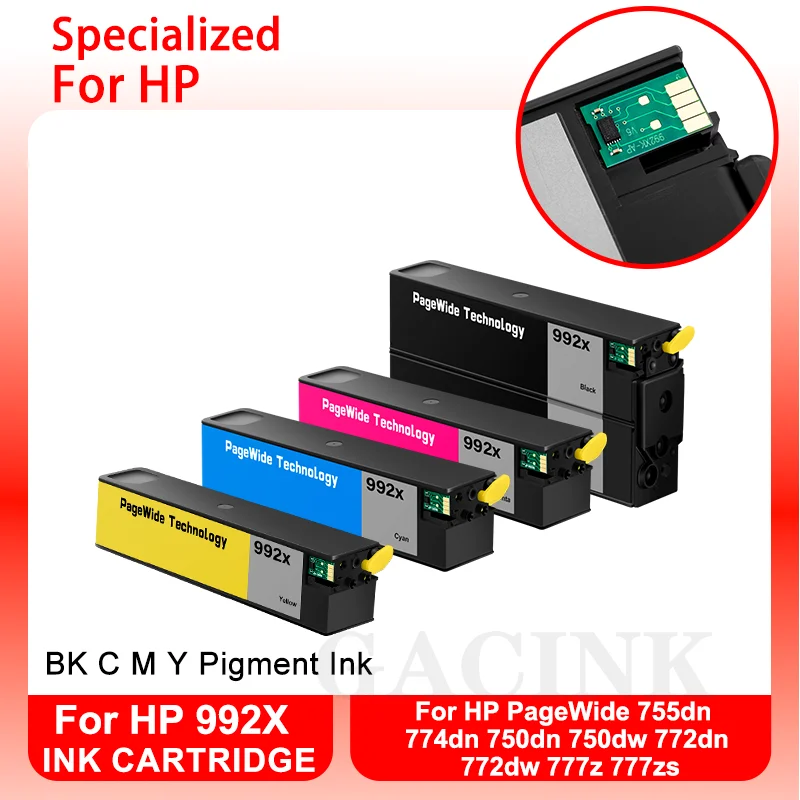 For 992 992X Compatible Ink Cartridge With Pigment Ink For HP PageWide 755dn 774dn 750dn 750dw 772dn 772dw 777z 777zs For HP 992