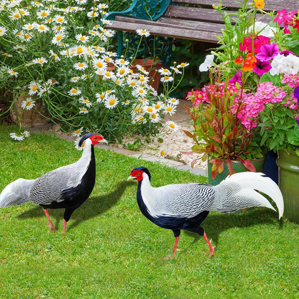 

2Pcs Garden Pheasant Sign Acrylic Animal Stake Lifelike Design for Lawn Yard Decoration Modern Farmhouse Style Outdoor Accessory