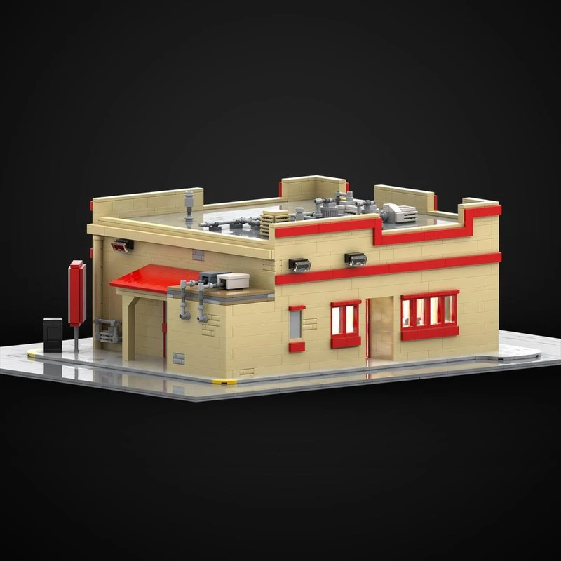 1955 PCS Bouw Los Pollos Hermanos MOC Aanpasbaar Modulair Bouwsteenmodel Technologie Creatief DIY Festival Speelgoed Cadeau