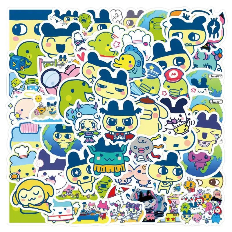100Pcs Tamagotchi Stickers Cute Cartoon Decals DIY Decor for Water Bottle Laptop Phone Case Notebook Anime Sticker Pack Gift
