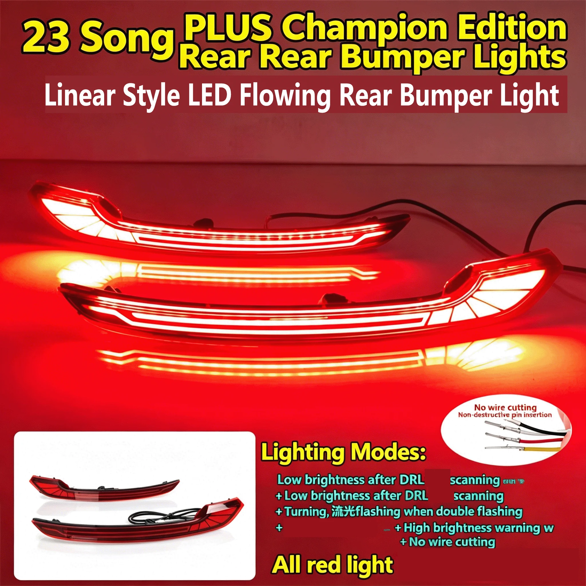 Special navigation light For 2023 BYD Song Plus Champion Edition rear bumper lamp modification LED brake light Car taillight