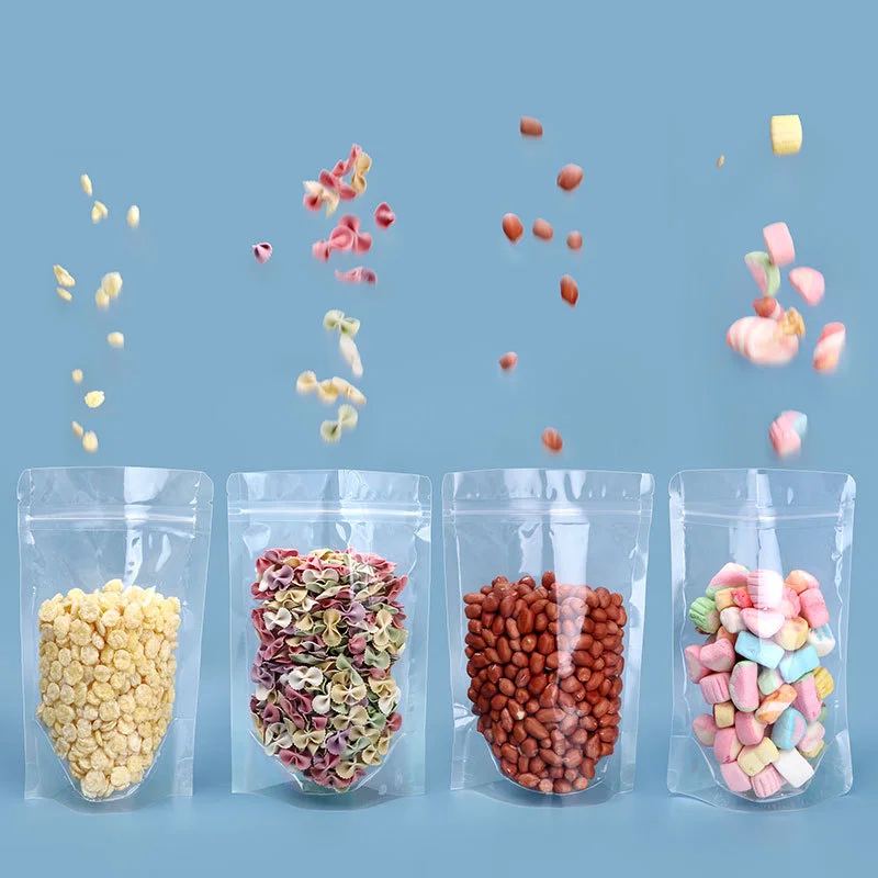 50/100pcs Transparent sealing bags vertical plastic packaging bags food packaging bags dried fruit snacks packaging