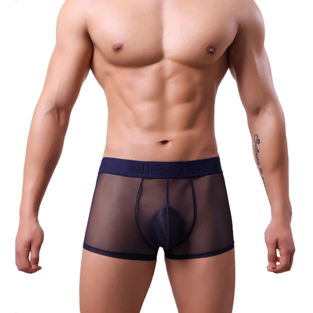 

Sexy Men\\'s See Through Underwear Low Waist Trunks 5 Spandex 95 Polyester Brand New Condition Classic Style Lightweight Fabric