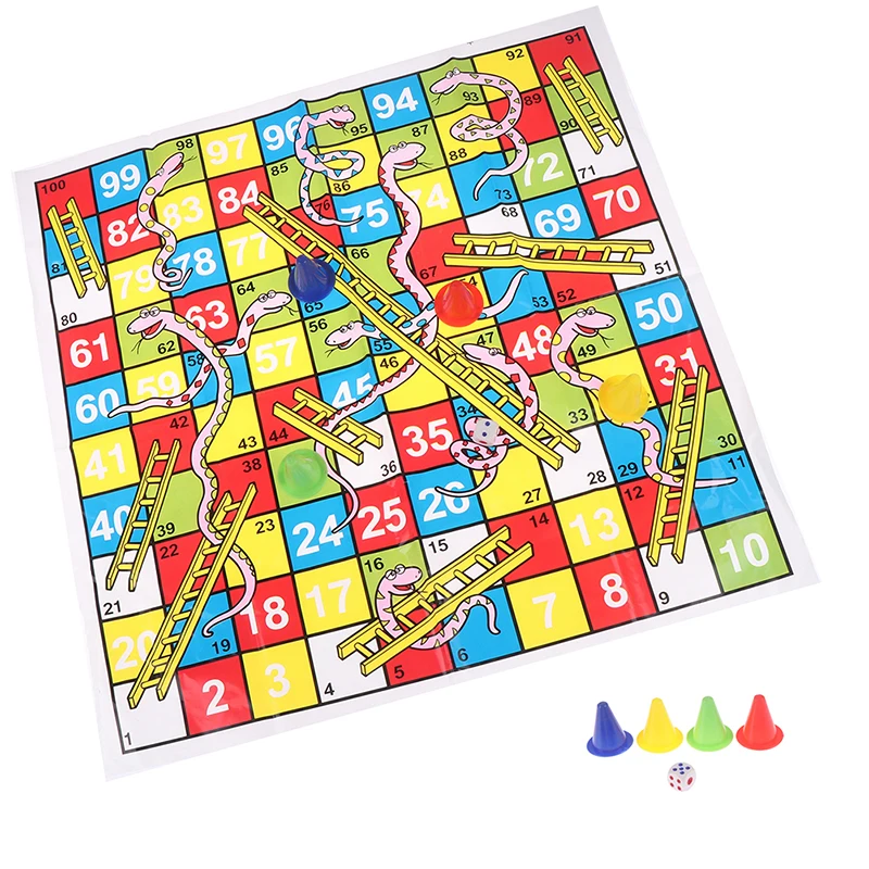 1Set Snake Ladder Educational Kids Children Toys Interesting Board Game Set Portable Flying Chess Board Family Board Game