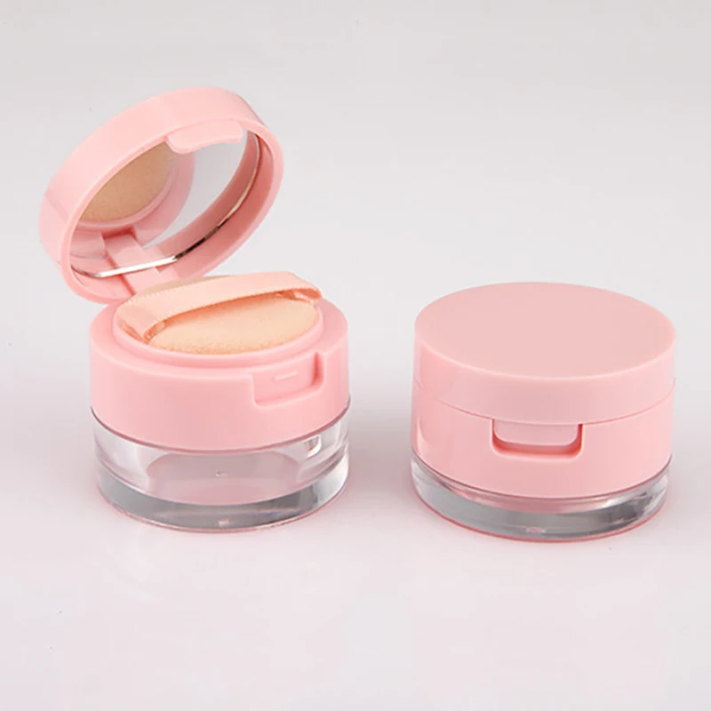 1PC Portable Plastic Powder Box Empty Loose Powder Container With Sieve Mirror Cosmetic Sifter Loose Jar Travel Makeup Container