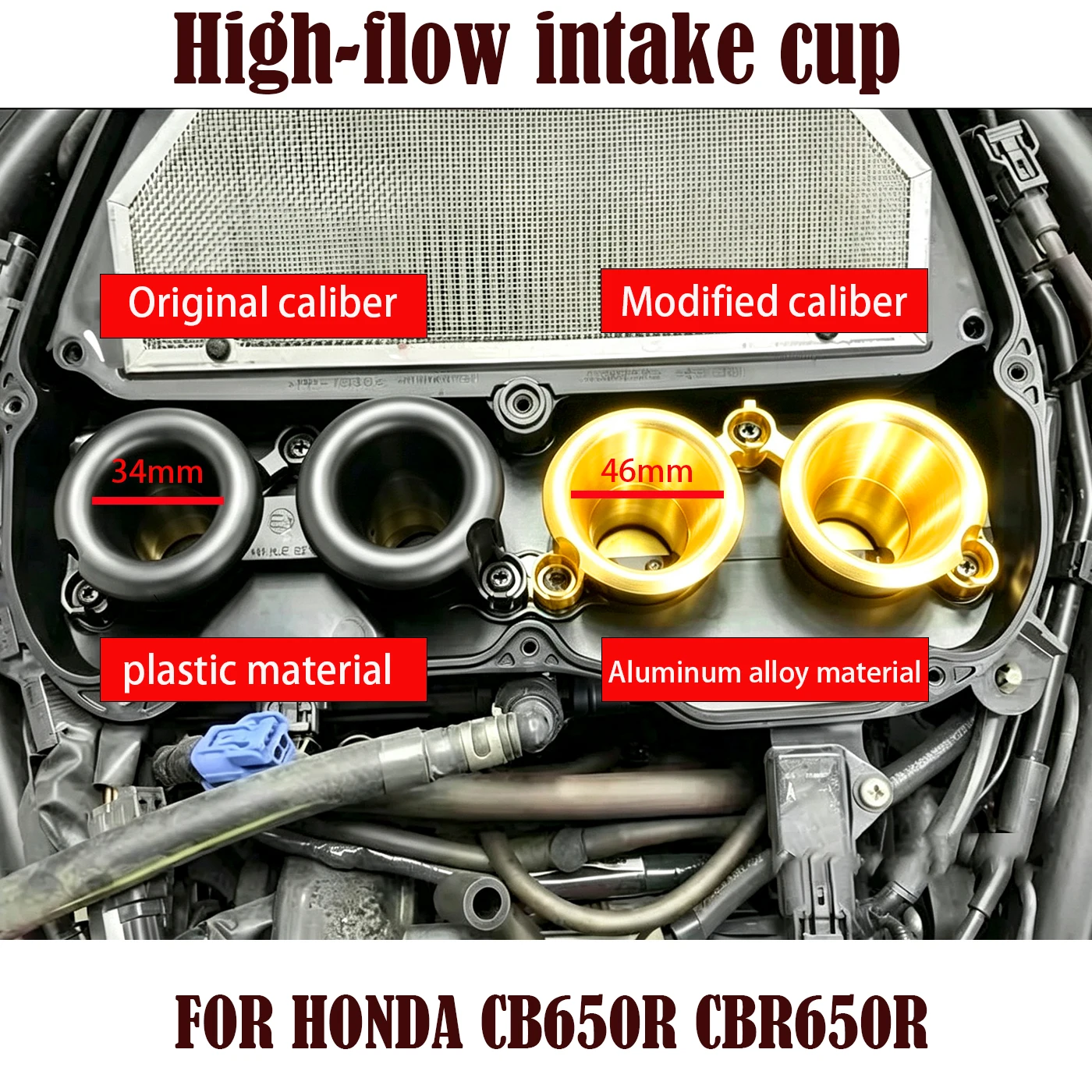 CB CBR 650R Air Lntake Cup Wind High Flow Funnel Fit for Honda CB650R CBR650R Motorcycle Aluminum Air Box Accessory  2019-2025