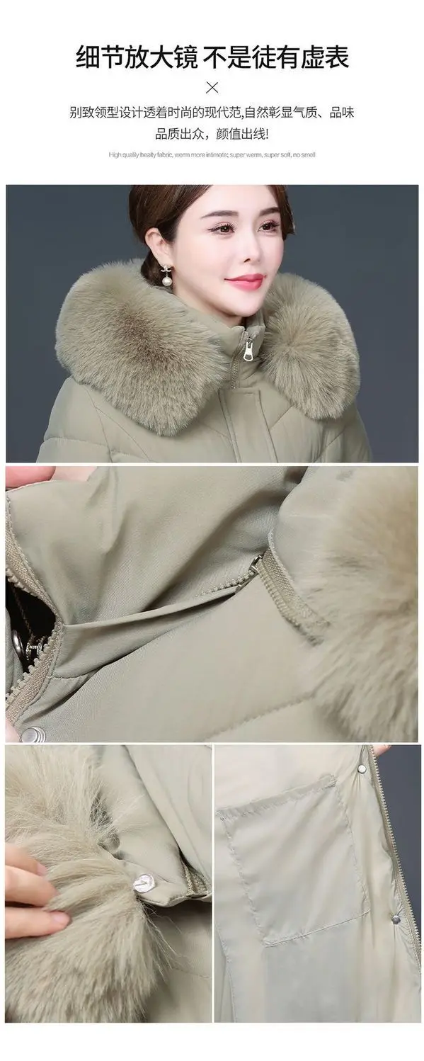 Middle Aged Mother Down Cotton Jacket 6XL Winter Oversized Thick Hooded Coat Windproof Rainproof Female Warm Long Parka Overcoat
