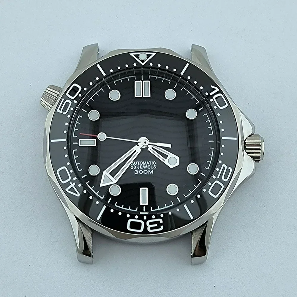 

41mm NH35 Case Dial Hands Stainless Steel Men Automatic Waterproof Watch Parts For Seamaster 300 NH35/NH36 Movement Case Strap