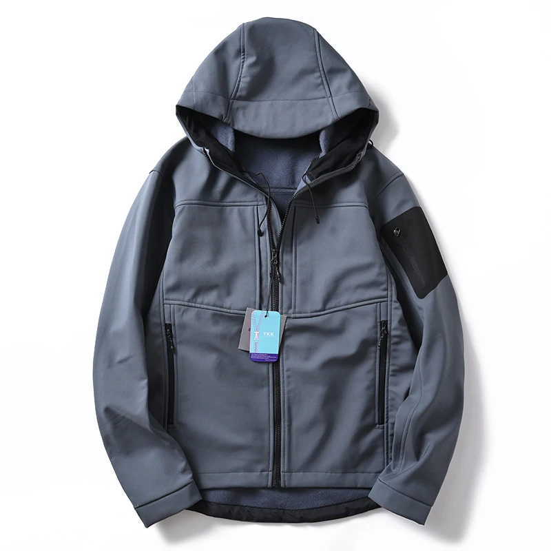 

Мужская утепленная куртка с флисовой подкладкой, на молнии, с капюшоном, модная городская, осенне-зимняя, повседневная, свободного кроя