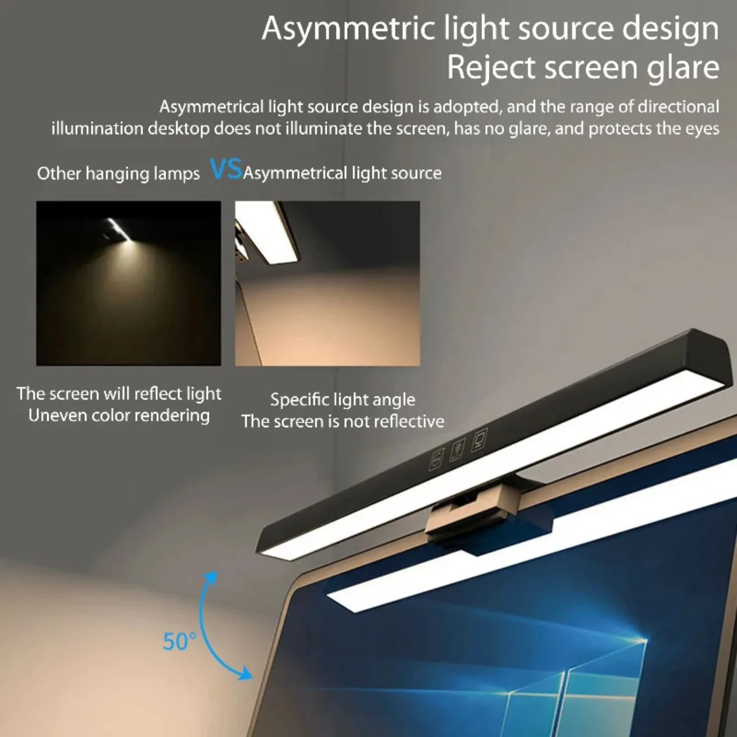 Nuova lampada da scrivania per la cura degli occhi 50/33 cm Lampada da lettura per monitor per computer con regolazione continua Lampada da tavolo sospesa alimentata tramite USB