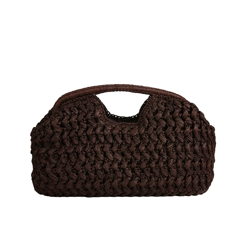 

Elegant Ladies Hand Woven Handbag Straw Shoulder Bag Summer New Style Stylish Beach Vacation Handbag