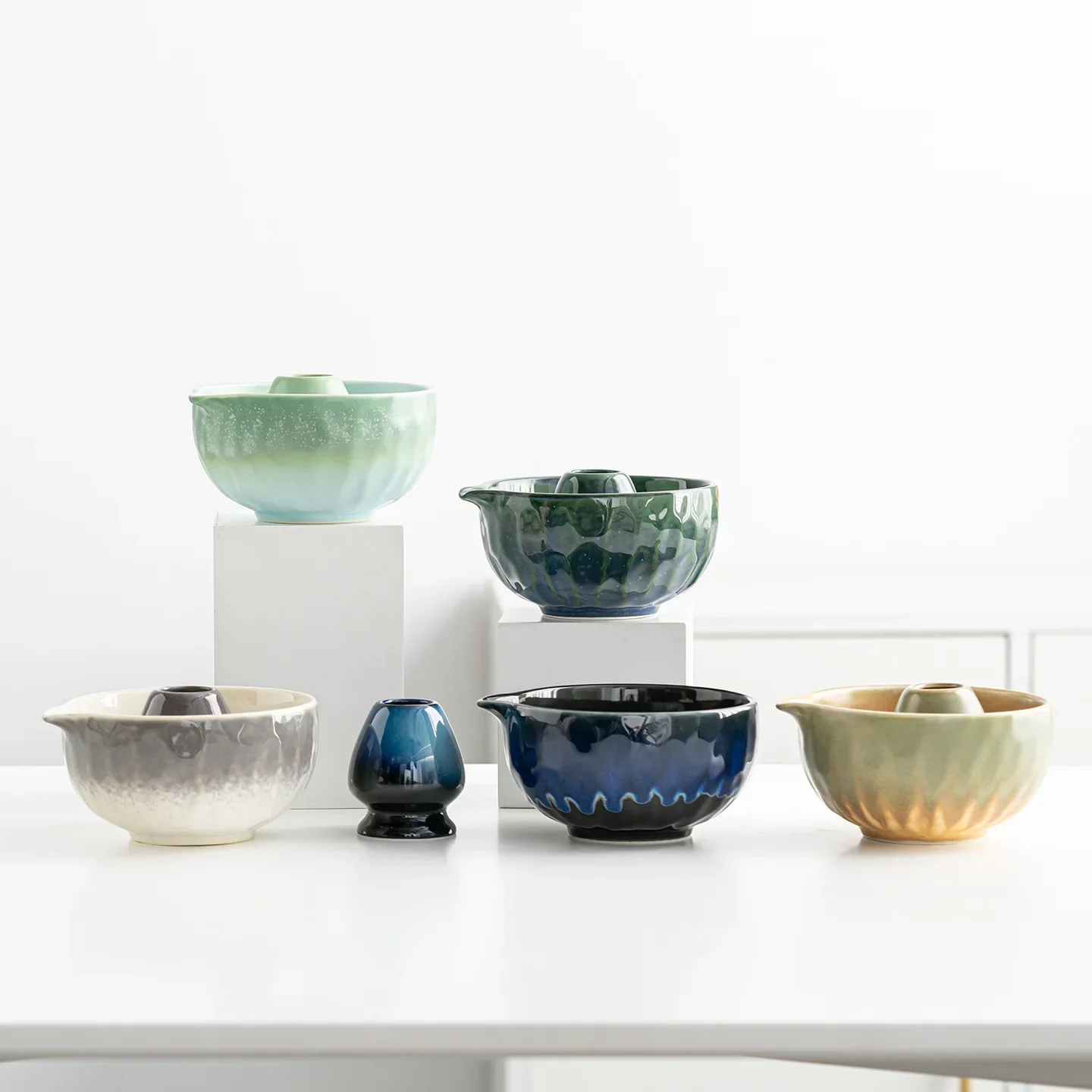 Colorful Tea Ceremony Set Luxury Tea Maker Gaiwan Matcha Bowl Matcha Set Hammer Pattern Kiln Song Dynasty Tea Making Tool Set