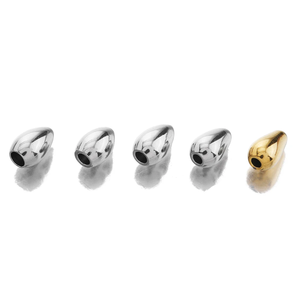 20pcs Stainless Steel End Caps Smooth Oval Loose Beads End Tips For DIY Crafts Earrings Necklace Bracelets Jewelry Making