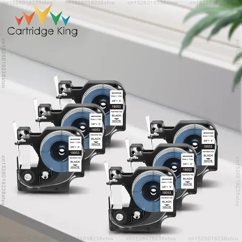Dymo Rhino 라벨 프린터용 열 수축 튜브 테이프, Dymo Rhino 산업용 라벨과 호환 18052, 6mm, 9mm 18053 18054 18051