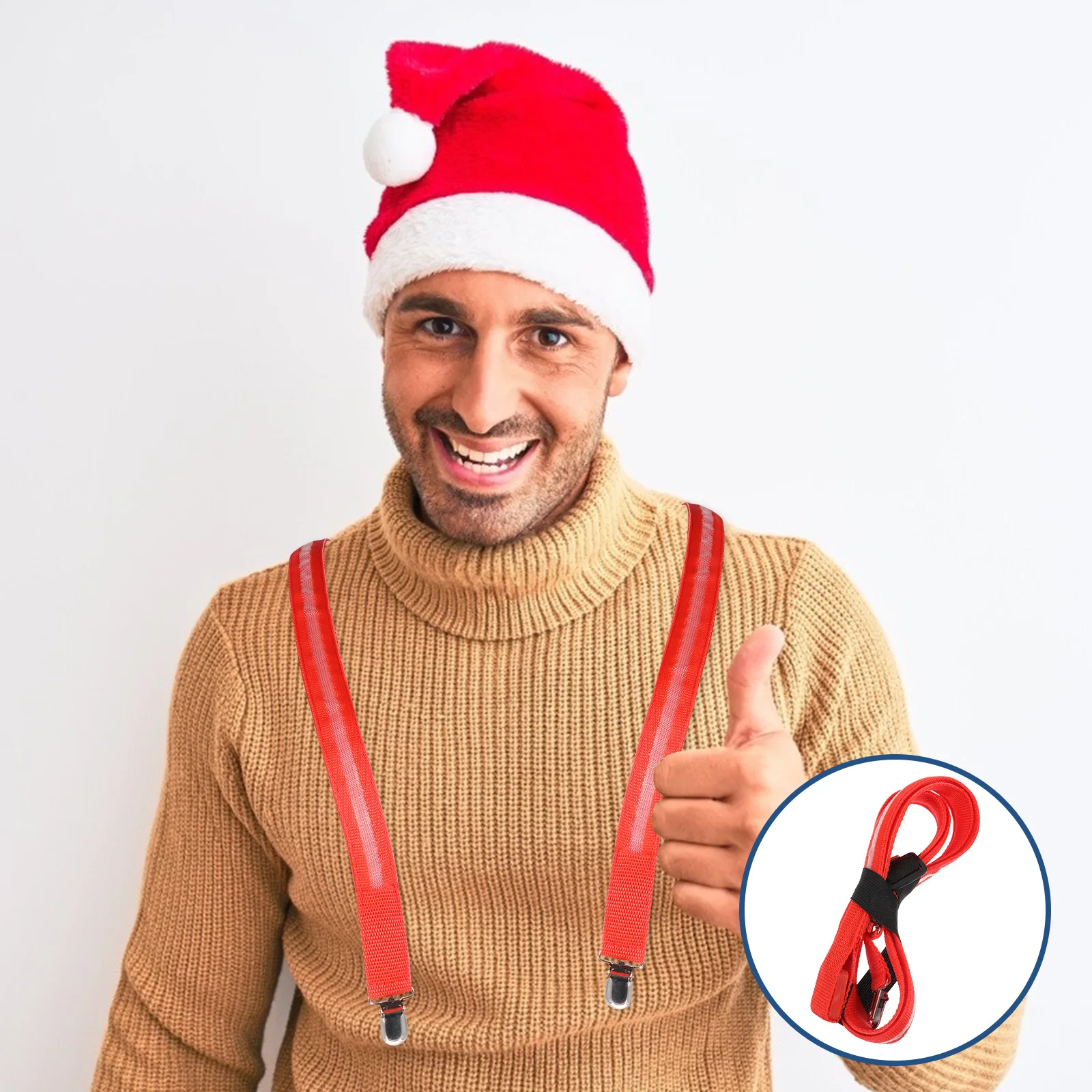 

1 шт. светодиодный светящийся подтяжка, регулируемый зажимной ремень, светящийся ремень для брюк для занятий спортом на открытом воздухе, вечерние аксессуары для костюма, ночь