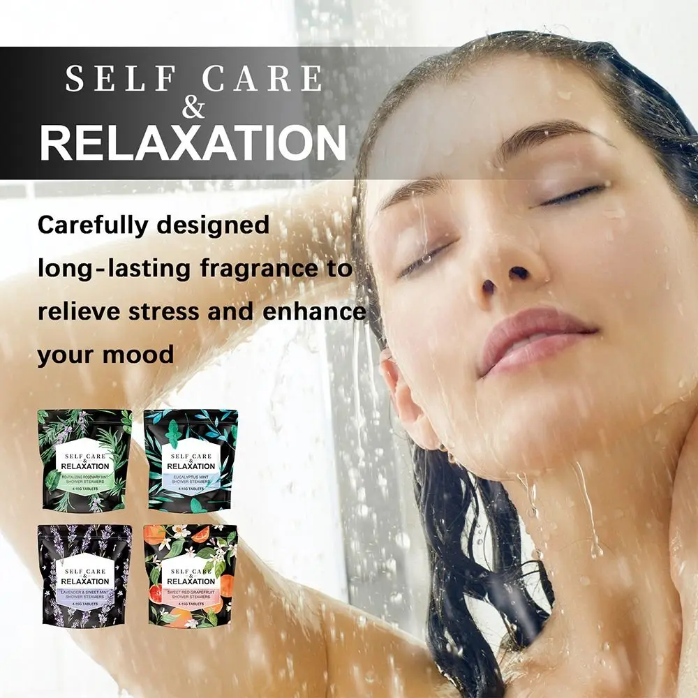 4 Tablets/Pack Self Care Relaxation Swear Shower Steamers Gift Set Moisturizing Improve Circulation Aromatherapy SPA Kit