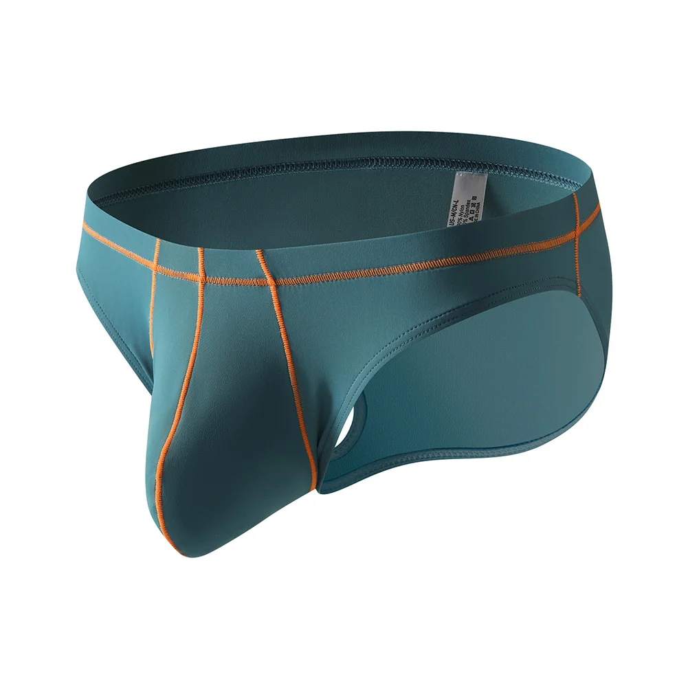 1pc Men Sexy Large Pouch Briefs Solid Line Underwear Soft Breathable Sports Underpants Mid Waist Comfortable Lingerie