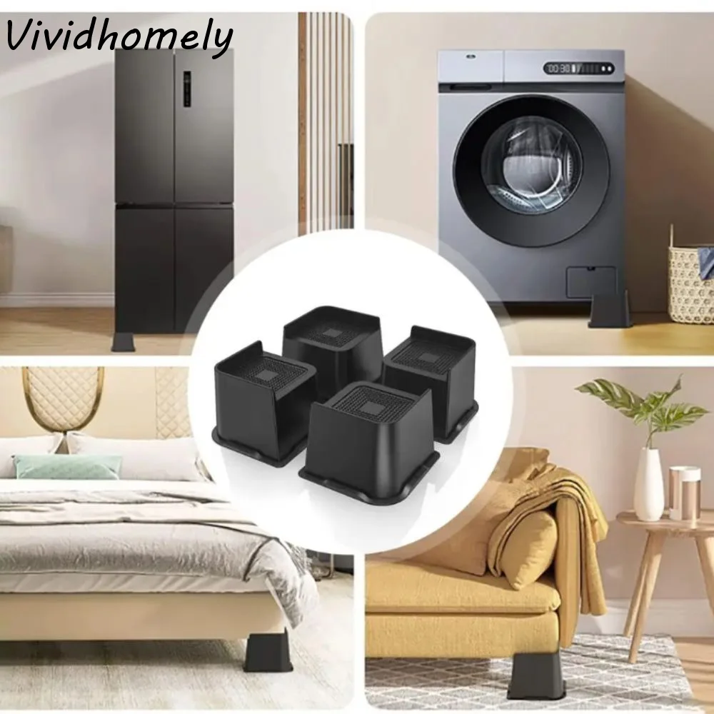 

4 Inch Height Bed Risers 4pcs Set Oversized Support Bed Frame Lift Square Design Heavy Duty Furniture Risers Sofa Table