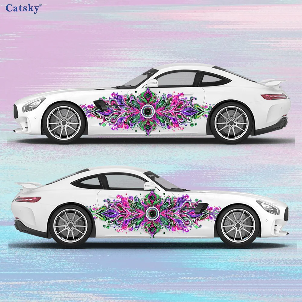 

Colored sparkling gem mandala pattern sticker, durable, fade-resistant, easy to install and remove - enhance vehicle aesthetics