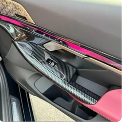 LHD ABS Carbon Fiber Look Windows Rise Switch Panel Glass Lift Control Cover Trim Fit For BMW 5 Series G60 2024 2025 Car Accesso
