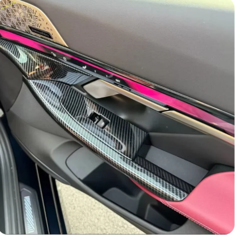 LHD ABS Carbon Fiber Look Windows Rise Switch Panel Glass Lift Control Cover Trim Fit For BMW 5 Series G60 2024 2025 Car Accesso