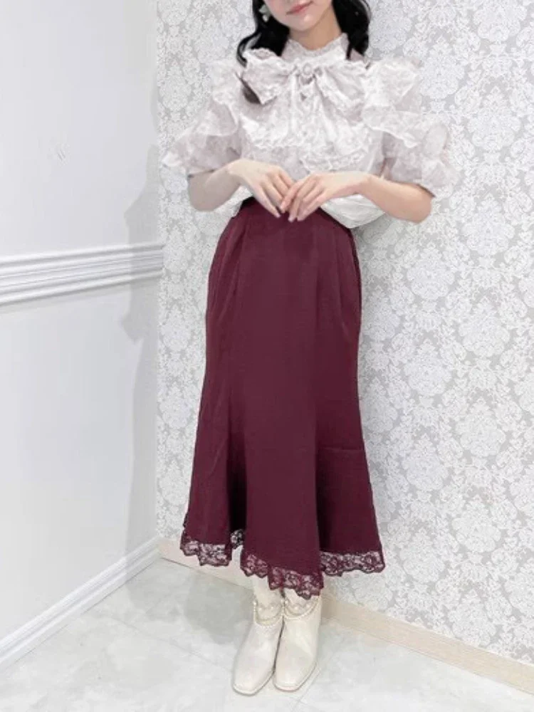 Japanese Sweet Ruffles Mesh Cloak Splicing Dress Half Sleeve Double-layer Lace Bow Sweet Robe 2025 New Spring Elegant Vestidos