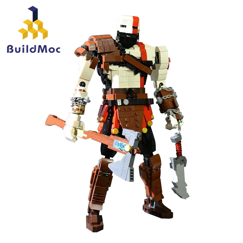 MOC Gods Wars Kratos Building Block Set Mech Battle Robot Brick Model Movie Action Figure Building Block Toy for Kids Gift