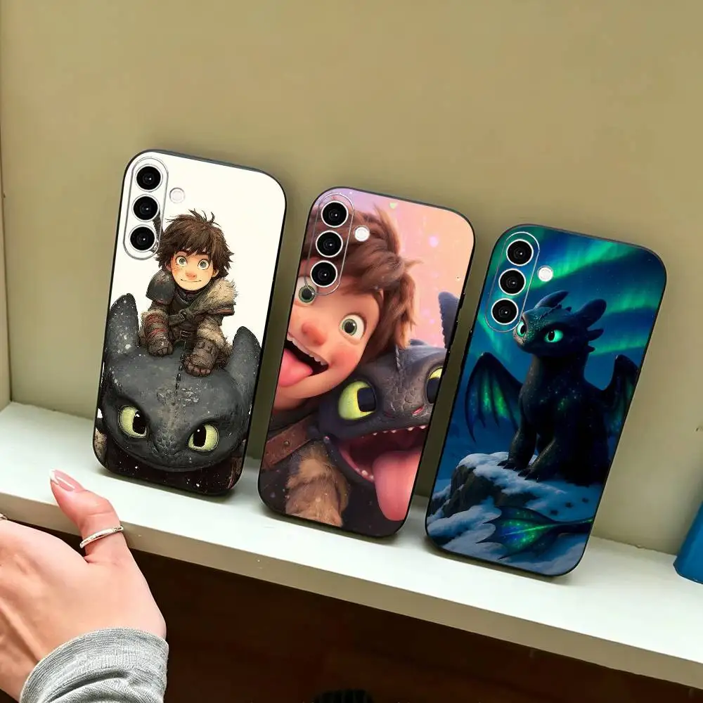 Cartoon T-Toothless-D-Dragon  Phone Case Black Silicone Soft For Samsung Galaxy A73,A72,A71,A70,A53,A52,A51