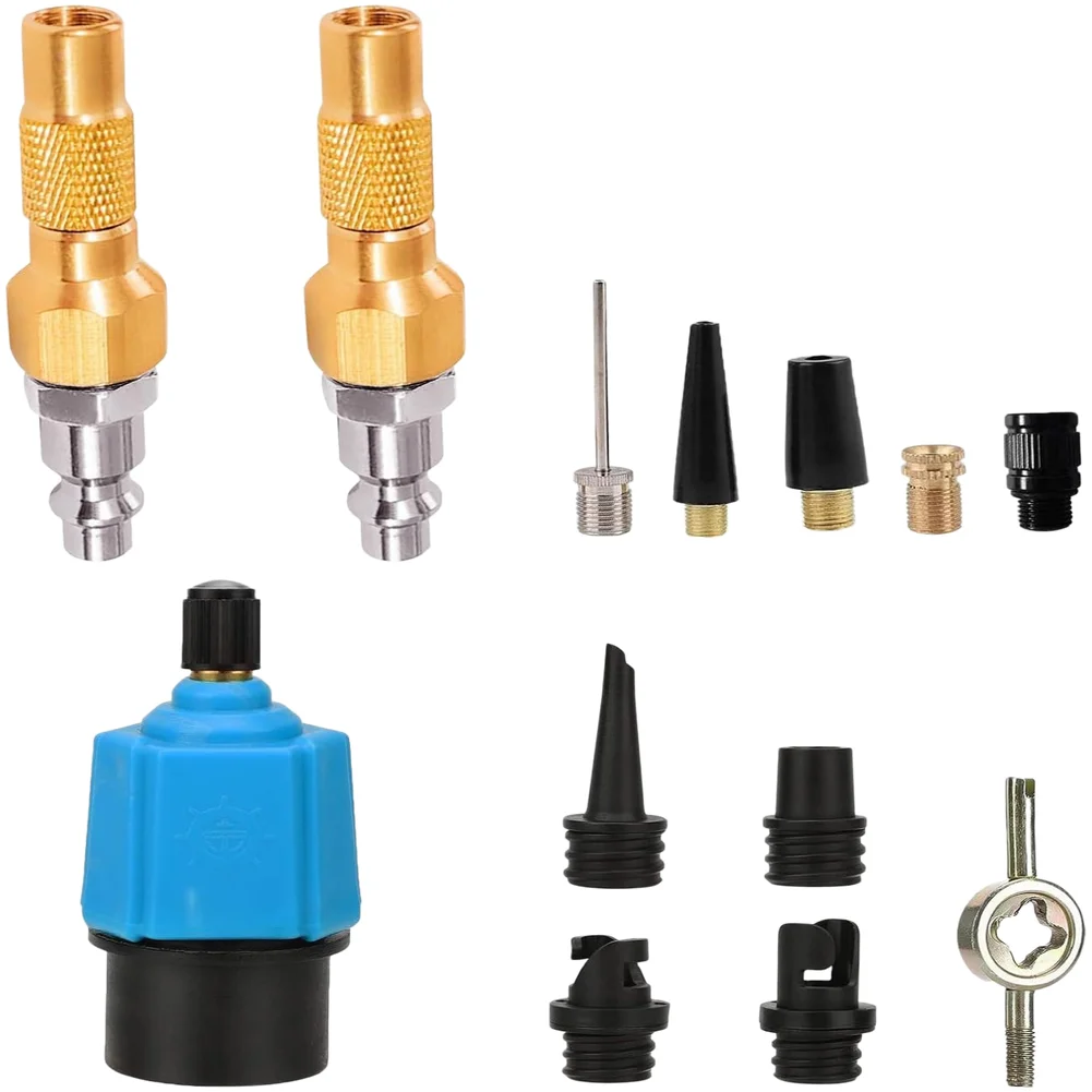 Brass Inflator Nozzle for Paddleboard Valve Adapter Kit Designed to Work with Air Compressor Pump and Common Inflation Systems