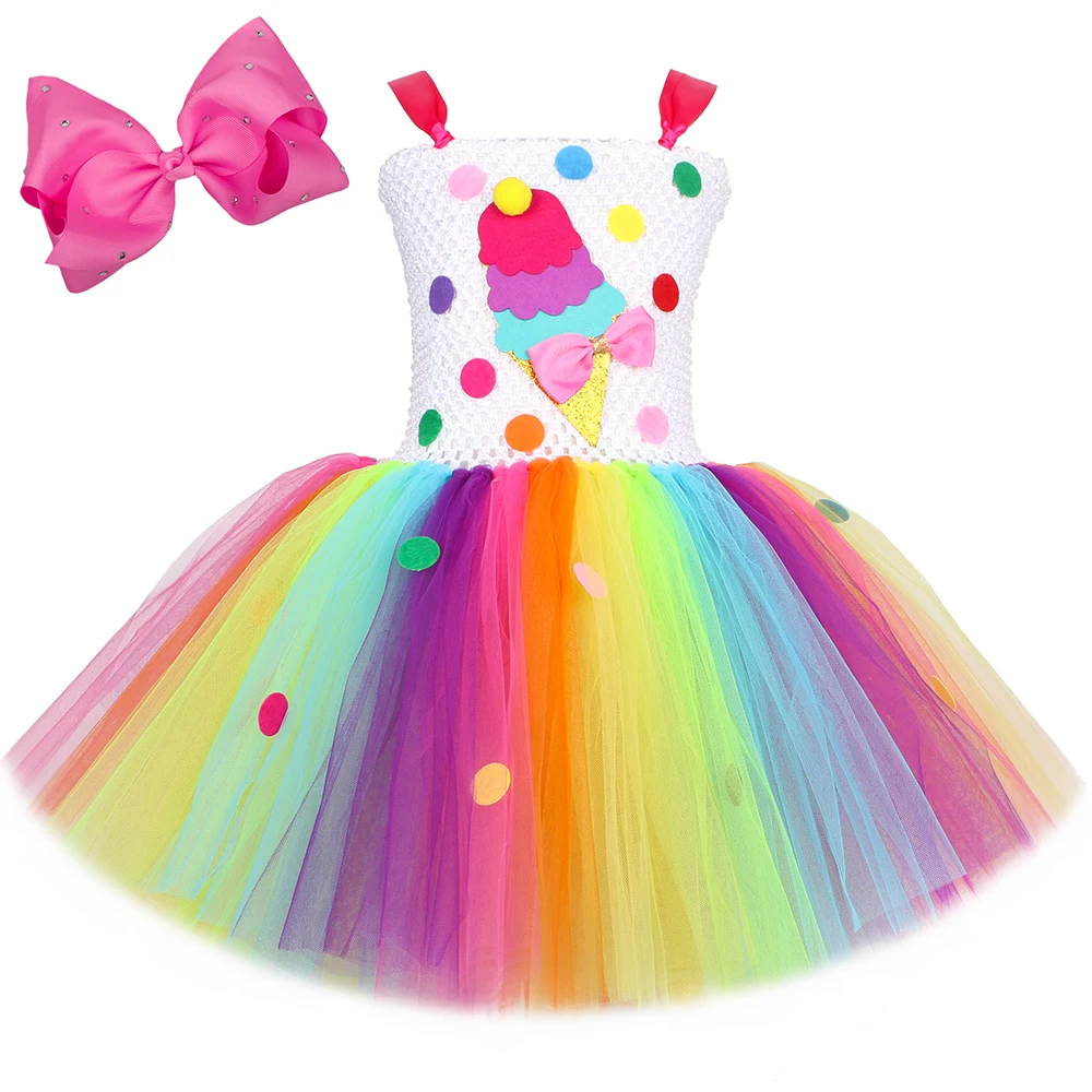 Candy Ice Cream Princess Dresses for Girls Rainbow Birthday Tutu Outfits Christmas Halloween Costumes Child Cake Smash Clothes