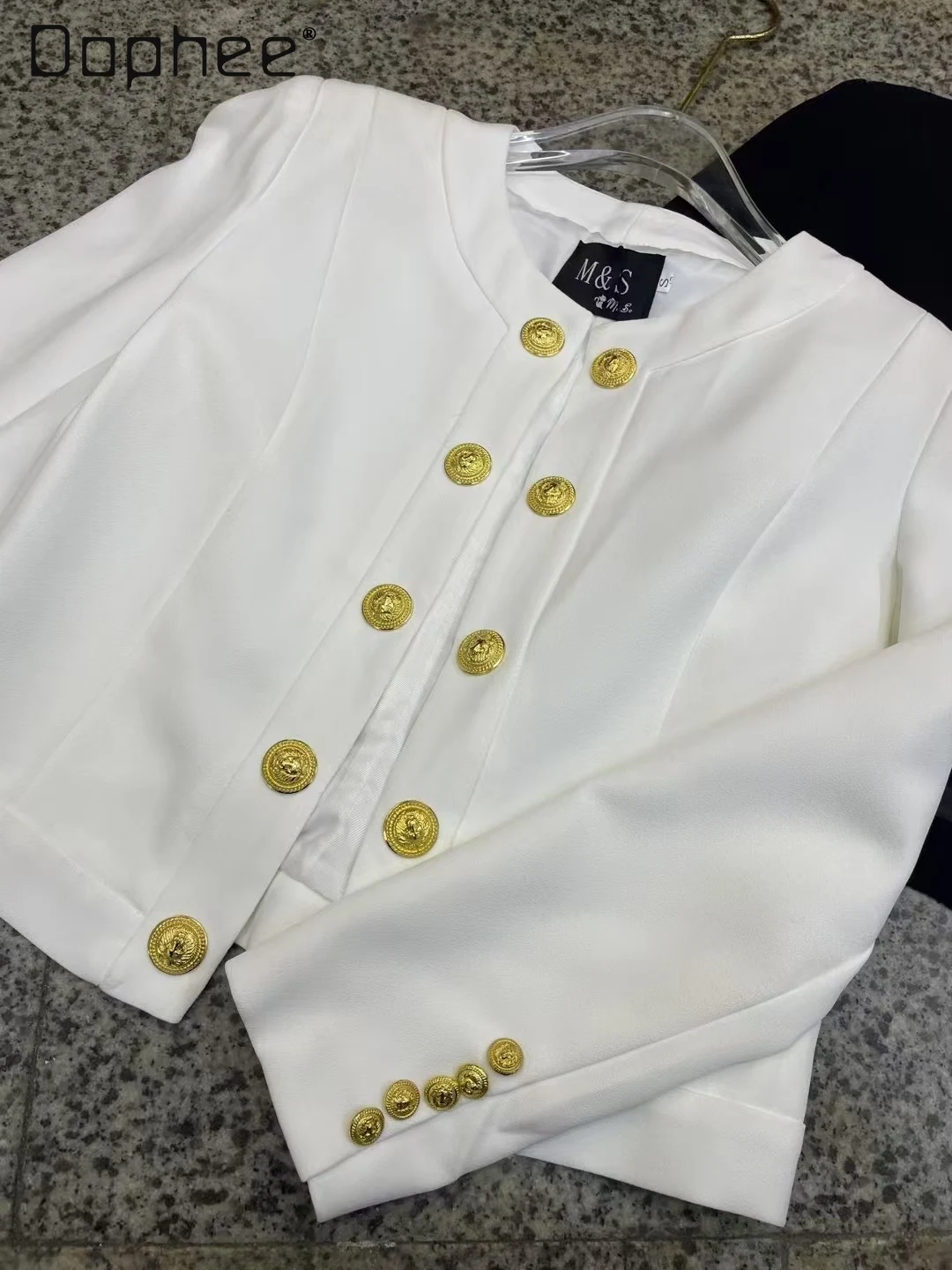 

Autumn New French Socialite Fashion Women's Coat Round Neck Double-Breasted Light Luxury Commuter Style Trendy Short Jackets