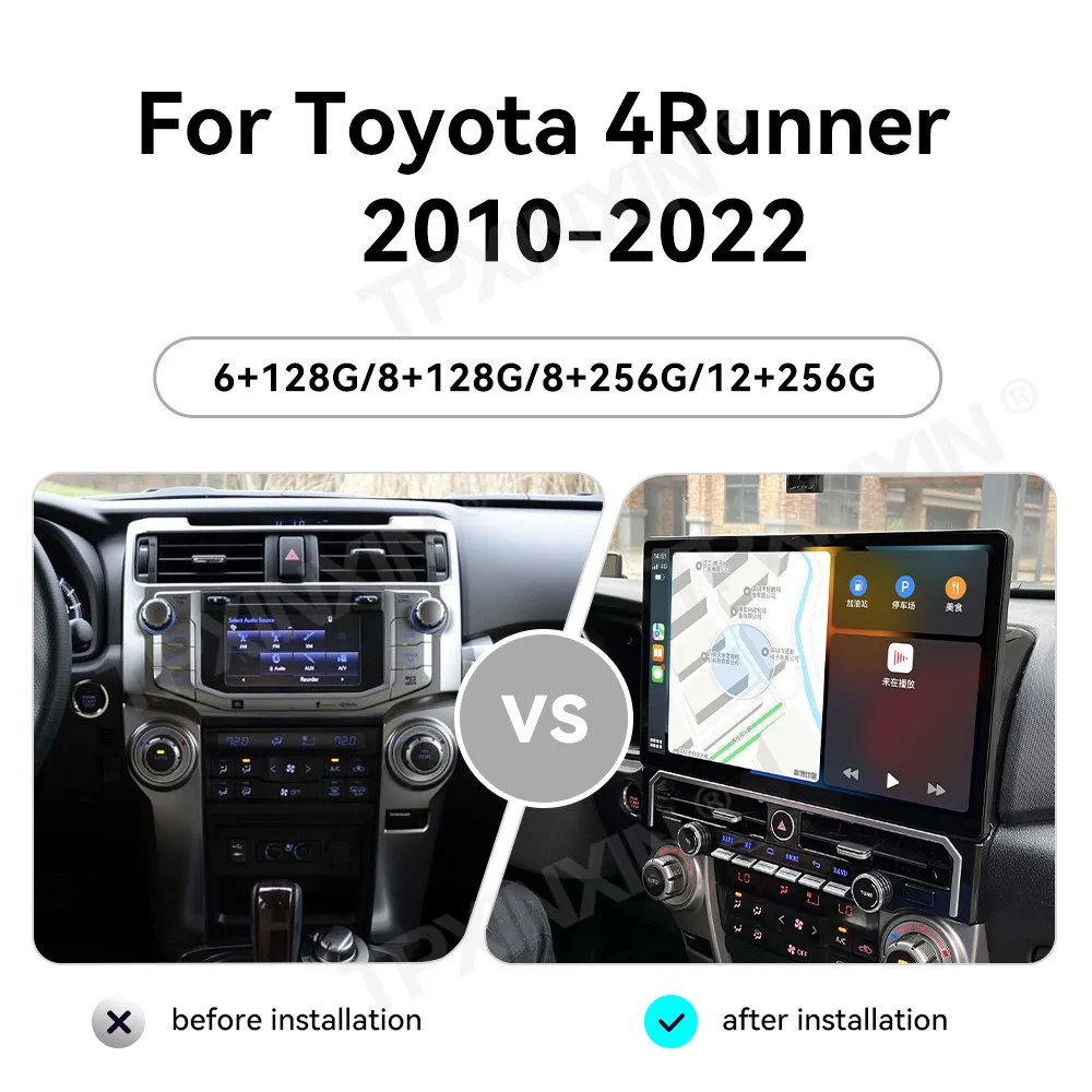 Android 15 Multimedia Car Radio For Toyota 4Runner 2010~2022 GPS Navigation Carplay Mirror Link Stereo Stereo Receiver Head Unit