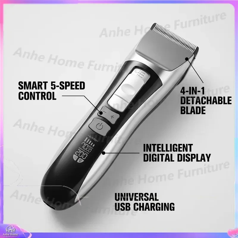 4 in 1 Pet Grooming Clippers 5 Speed Stainless Steel Dog Cat Hair Trimmer Professional Cordless Animal Shaver PGC-670