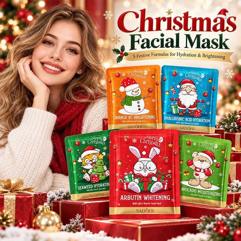 Christmas Facial Mask Hydrating Nourishing Skin Care Sheet Mask Brightening Moisturizing Face Mask Winter Skincare for Dry Skin