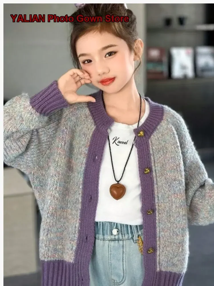 Girls Cardigan Spring Autumn Fashionable Knit Top Little Girl Kids