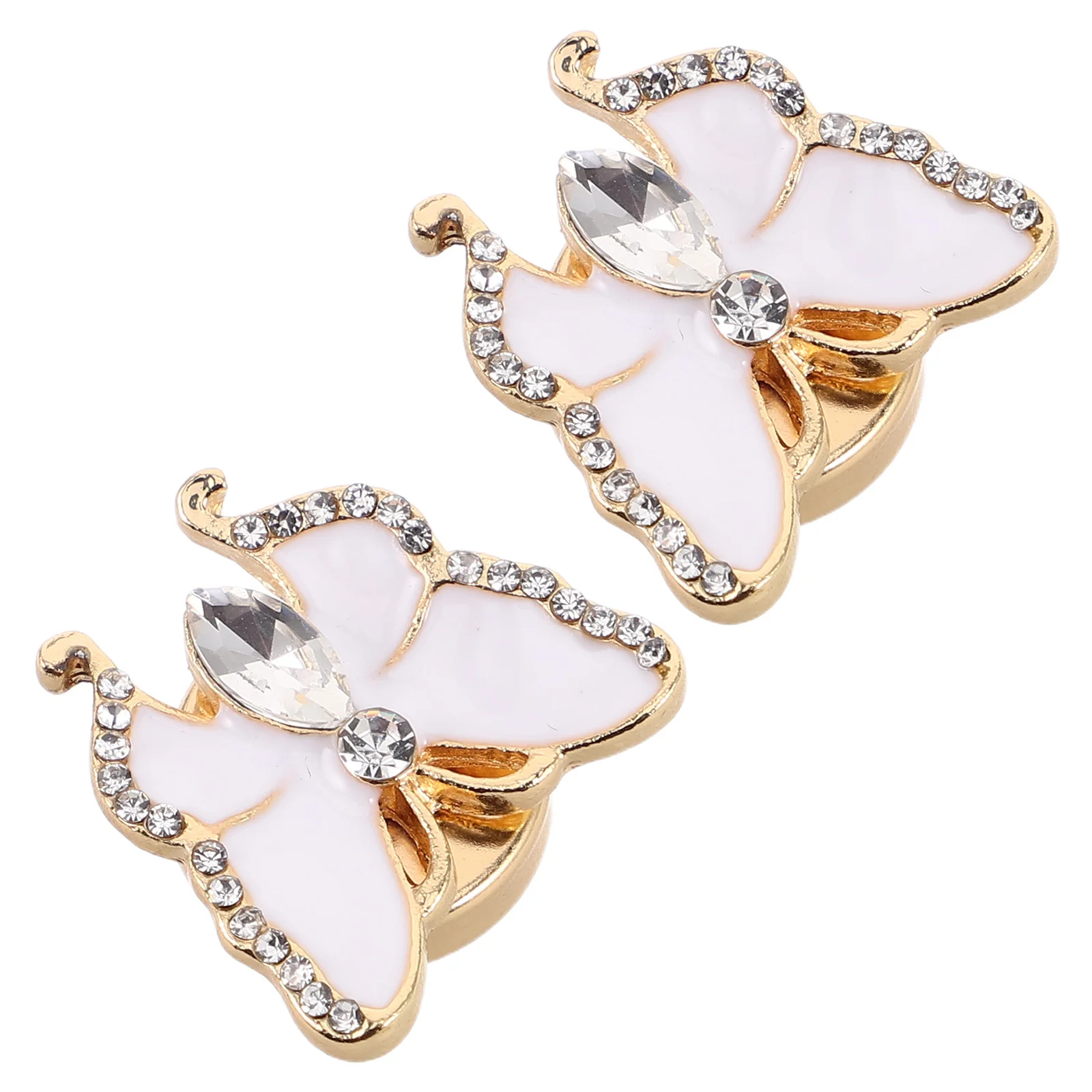 2 قطعة أزرار أكمام قميص حجر الراين الفراشة المرأة أنيقة سبيكة كريستال الديكور حفل زفاف مجوهرات حجر الراين زر الأصفاد