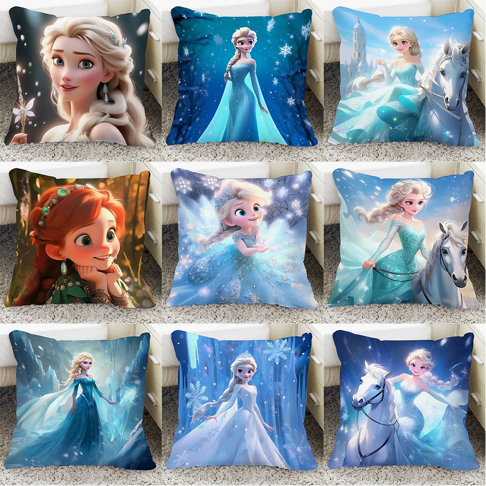 Frozen Princess Aisha Pillow Cover Soft and comfortable Living Room Sofa Cushion Cover Bedroom Room Home Decoration