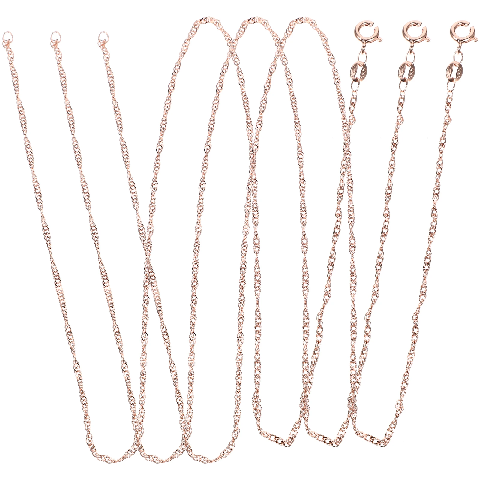 

3 Pcs Rose Gold Water Wave Copper Necklace Chain Jewelry Making Pendant Accessory Chains for Women Smooth Choker for Family