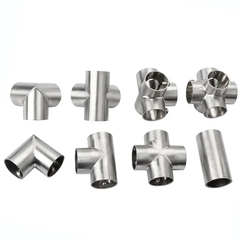 Stainless Steel 2/3/4/5/6 Way Pipe Connector Pipe Fittings Tee Straight Pipe Connection Clothesline Shelf joints Tube Connector
