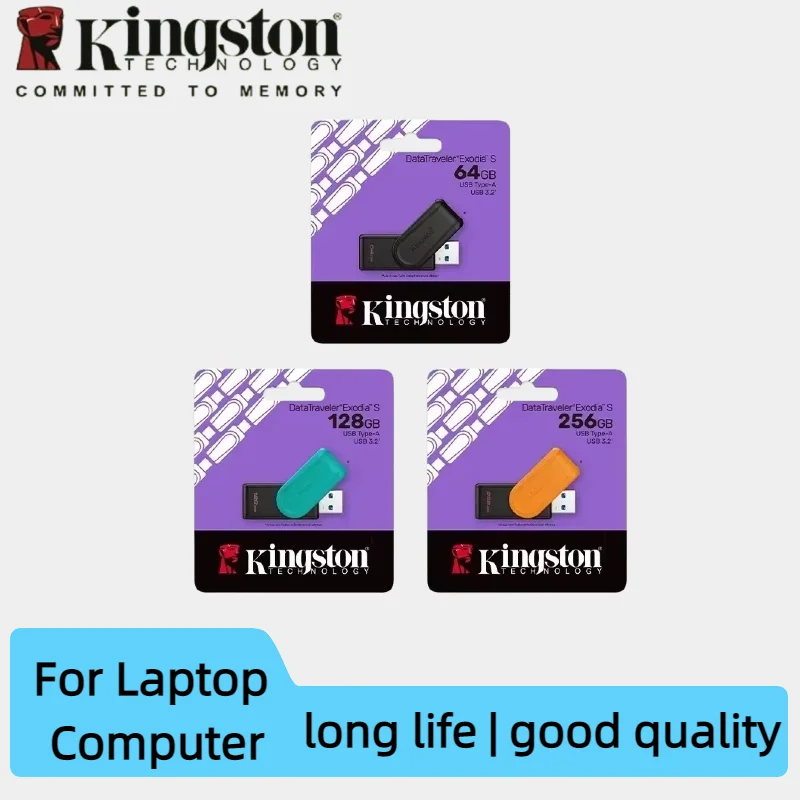 Kingston Data Traveler Exodia S USB Flash Drive 64GB 128GB 256GB Black USB 3.2 Gen1 Pen Drive for Computer