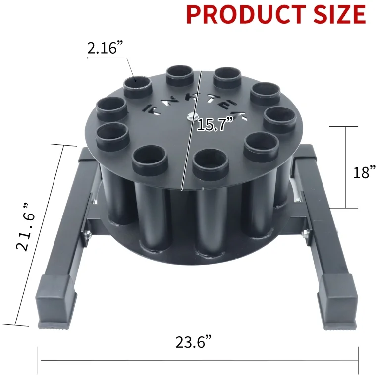 Rotating Circular 10 Barbell Bars Storage Rack, 50mm Diameter Compatible, Home & Commercial Gym Equipment