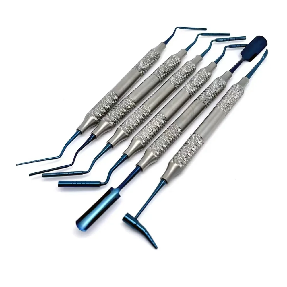 6Pcs Dental Implant Instruments Kit Dental Bone Powder Filling Restorative Bone Graft Dental Spatula Filler Titanium Coated Tool