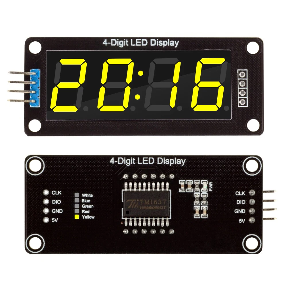 TM1637 LED Display Module for Arduino 4 Digit 7 Segment 0.56 inch Time Clock Indicator Tube Module Red Blue Green Yellow White