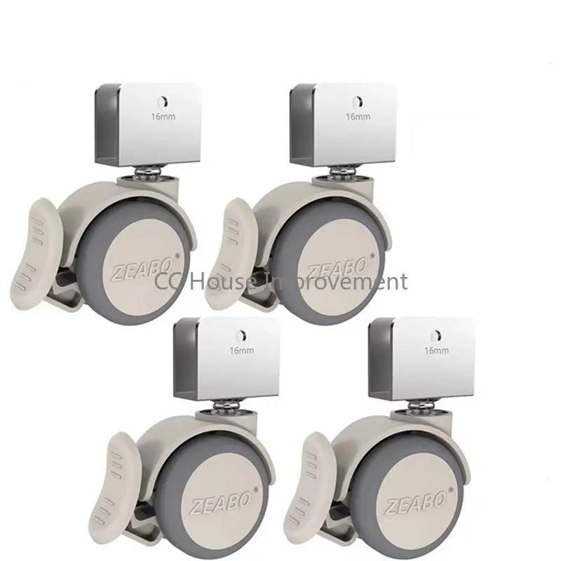 2'' Universal Crib Swivel Casters Cabinet Clamp with Brake Wheels Nylon Furniture Support Leg for Chairs Baby Bed Trolley