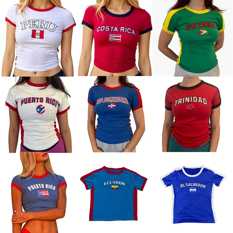 Gothic Emo Aesthetic Crop Top Women Vintage National Embroidery Print Y2K Streetwear Tee Casual Short Sleeve Baby T-Shirt