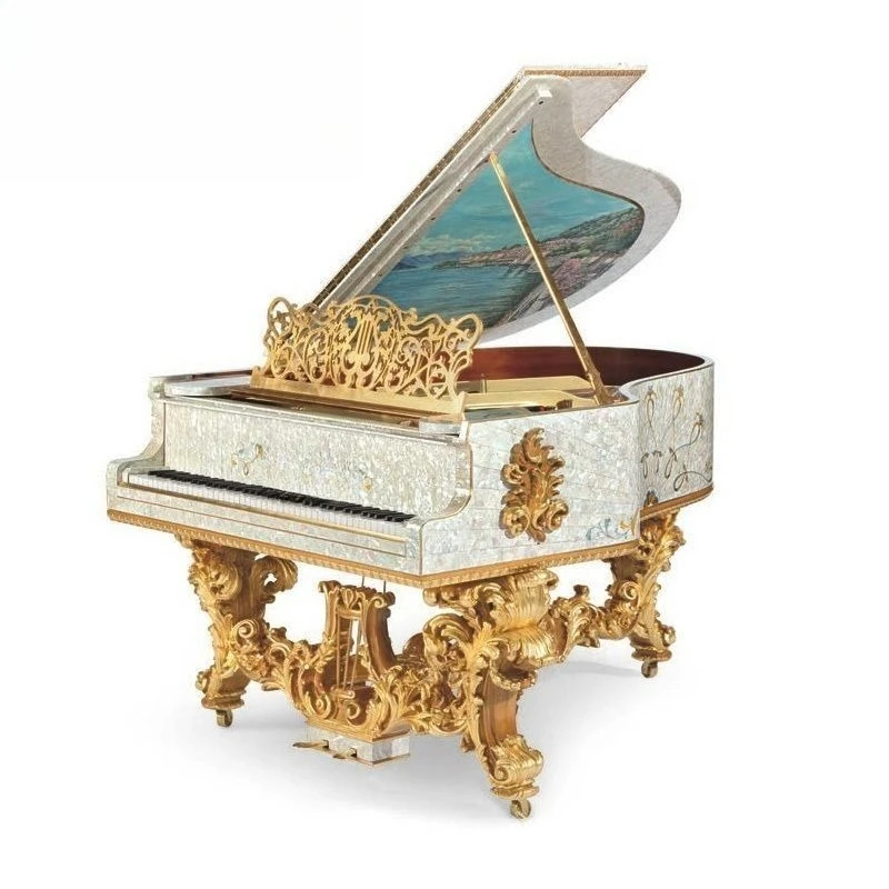European solid wood piano shell shell, retro old French piano stool c