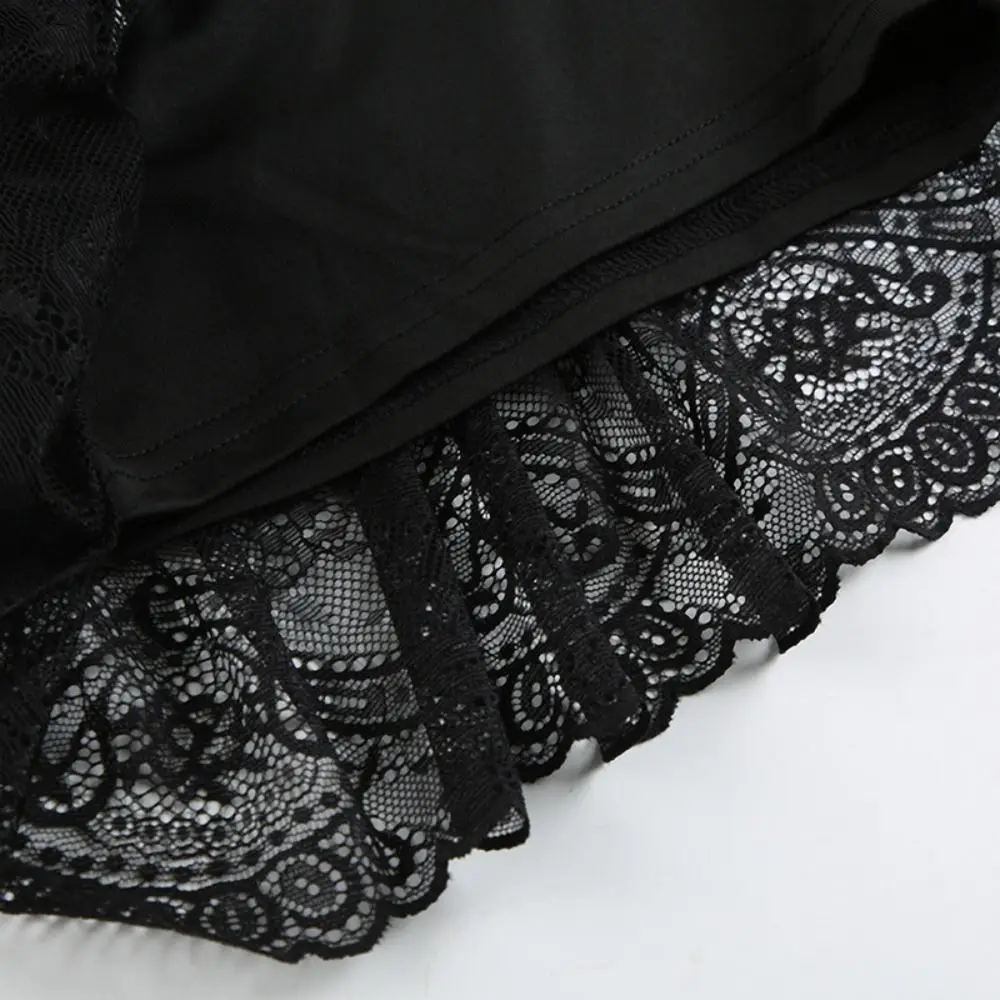 Embroidered Flower Lace Mini Skirt See Through Y2K Streetwear Ruched Skirts Double Layer Harajuku Butt Curtain Jeans Decoration