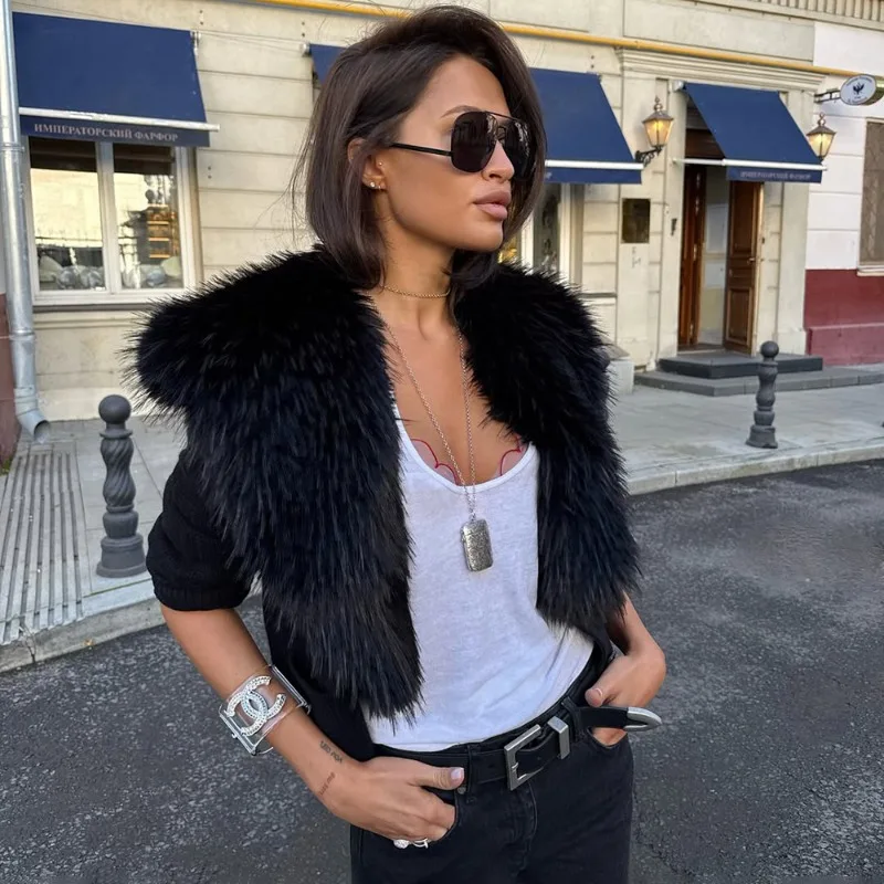 Talenza Women's Black Fleece Cardigan Fashion Elegant Long-Sleeved Patchwork Slim Sweaters Vintage Streetwear Female Outerwear