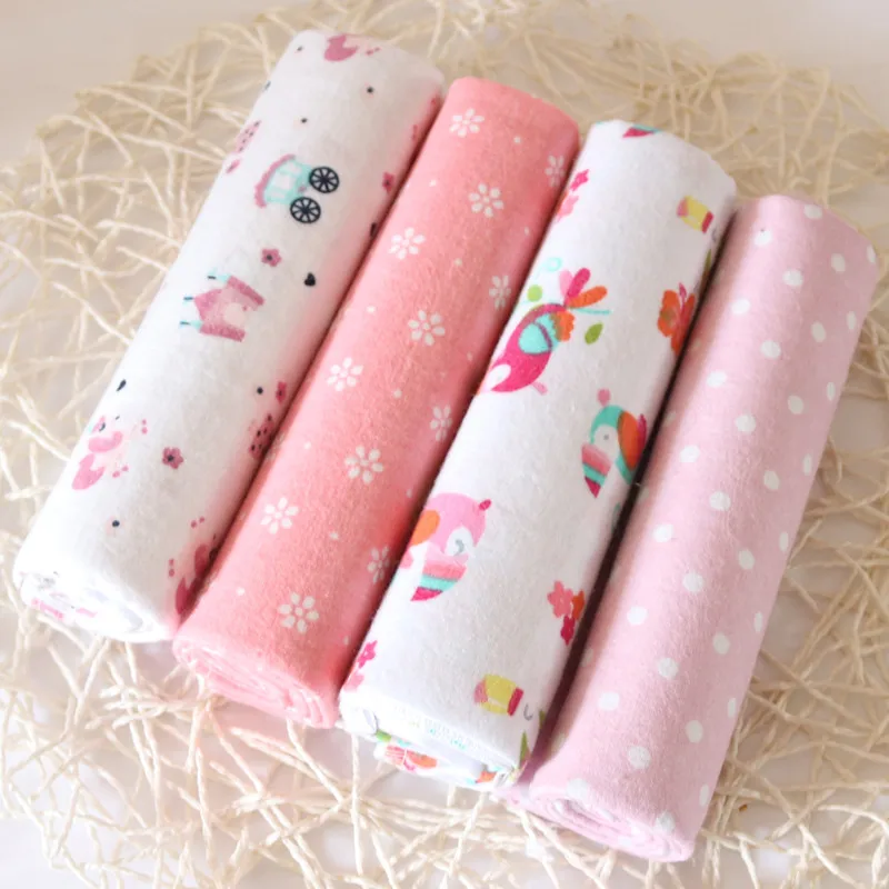 4Pcs/Lot Muslin 100% Cotton Flannel Baby Swaddles Soft Newborns Blankets Baby Blankets Newborn Muslin Diapers Baby Swaddle Wrap