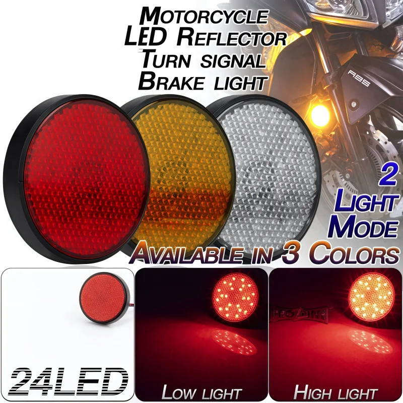 

Car accessories Motorcycle Conversion Accessories Universal Round 24 LED Reflector Lattice Reflector LED Brake Light Turn Signal